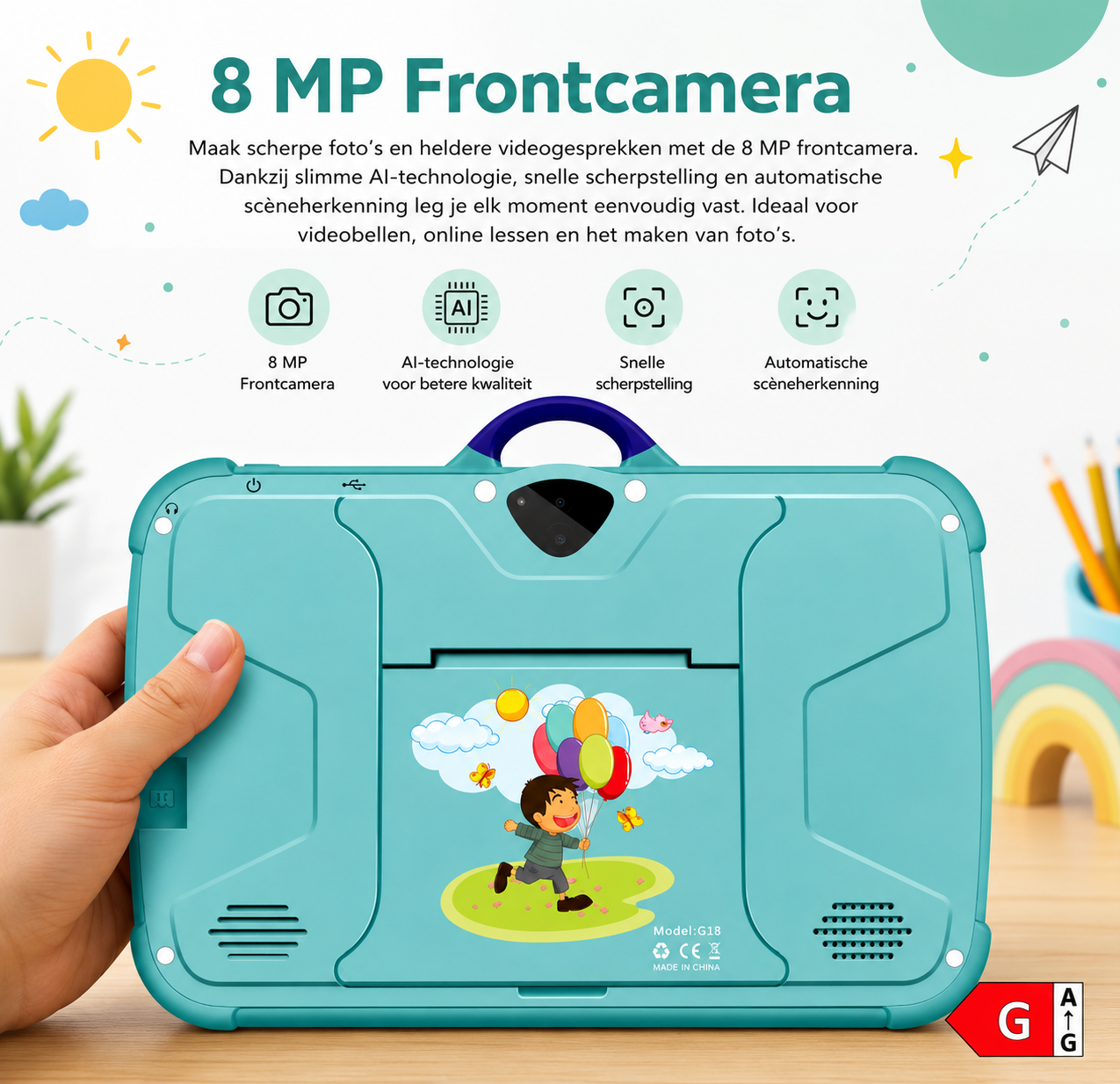 NINO :Kindertablet Android 13 | 4GB RAM | 64GB Opslag
